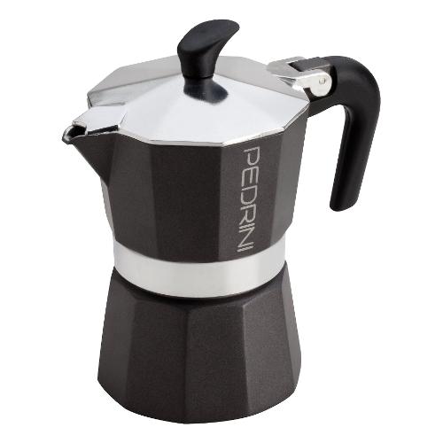 Pedrini Caffettiera Alluminio 3 Tazze AROMA COLOR Antracite 9113