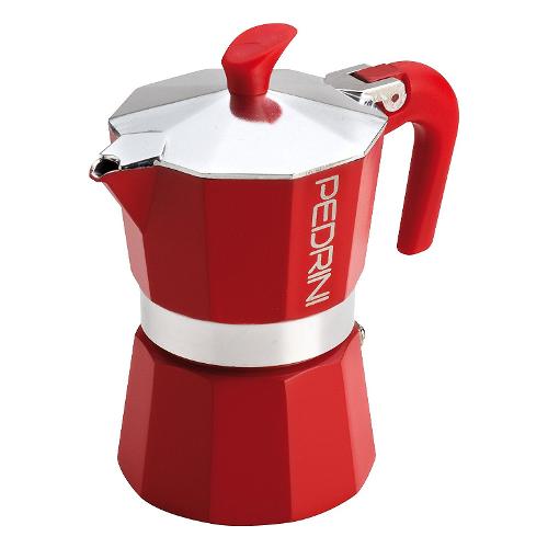 Pedrini Caffettiera Alluminio 6 Tazze AROMA COLOR Rosso 9124 840