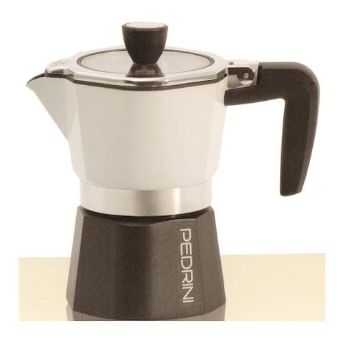 Pedrini Caffettiera Alluminio 1 Tazza SEI MOKA PLUS Cromo lucido e Antracite 02CF054