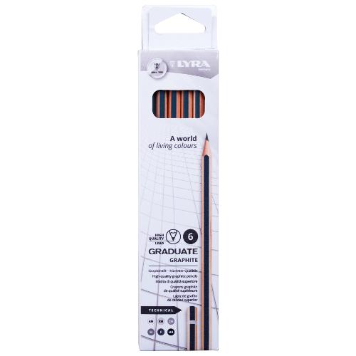 Lyra Set matite grafite gradazione 4H, 3H, 2H, H, F, HB sezione esagonale 6 pz Technical GRADUATE L1171062