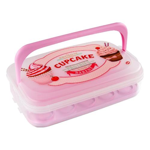 Porta dolci 43 x 27,5 x 11 cm Cupcake Rosa 044920