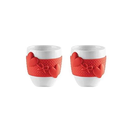 Set tazzine caffè 2pz LOVE Bianco e Rosso 7 x 6 cm 50ml 11490055