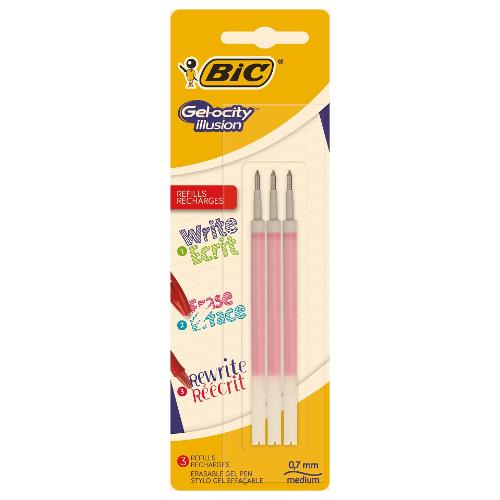 Bic Set refill penne cancellabili Gel Ocity Illusion 3 pz tratto Medio - 0,7 mm Ink Rosso gel 944023