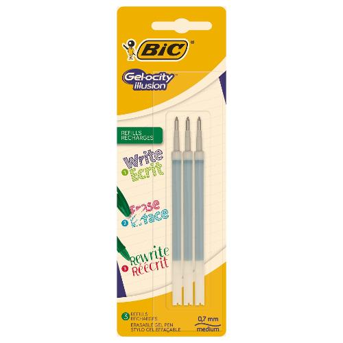 Bic Set refill penne cancellabili Gel Ocity Illusion 3 pz tratto Medio - 0,7 mm Ink Verde gel 944024
