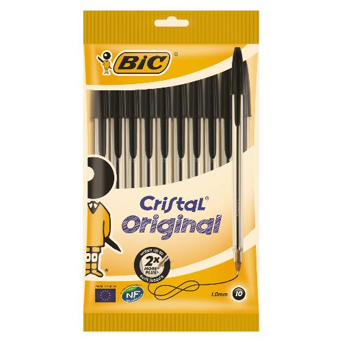 Bic Set penne a sfera cappuccio 10 pz tratto Medio - 1,0 mm Original CRISTAL Nero 830864