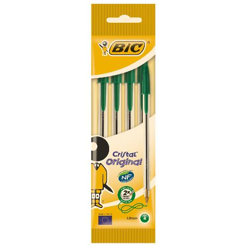 Bic Set penne a sfera cappuccio 4 pz tratto Medio - 1,0 mm Original CRISTAL Verde 8308581