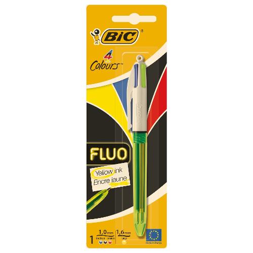Bic Penna sfera multicolore con evidenziatore 4COLOURS tratto medio e grande Nero, blu, rosso, giallo fluo 933949