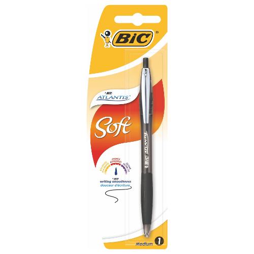 Bic Penna sfera scatto Soft ATLANTIS tratto medio - 1,0 mm Nero Easy glide 8031256