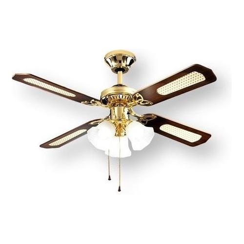 Perenz Ventilatore soffitto con luce BOUQUET Ottone e Legno 7060 OL (10,5cm)