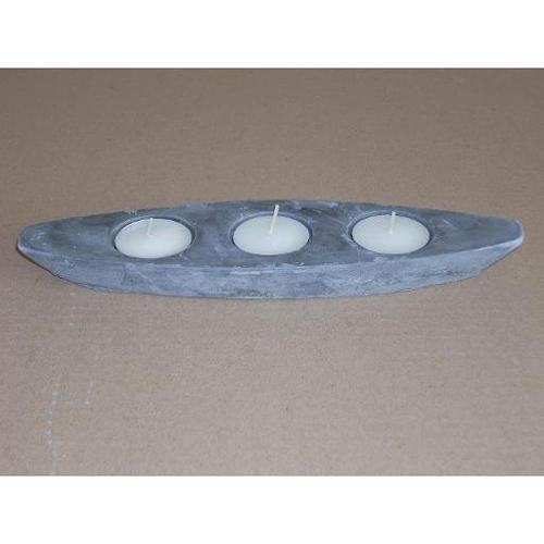 Amicasa Porta candela Stone 3 Tealight Barchetta Grigio blu HL4581