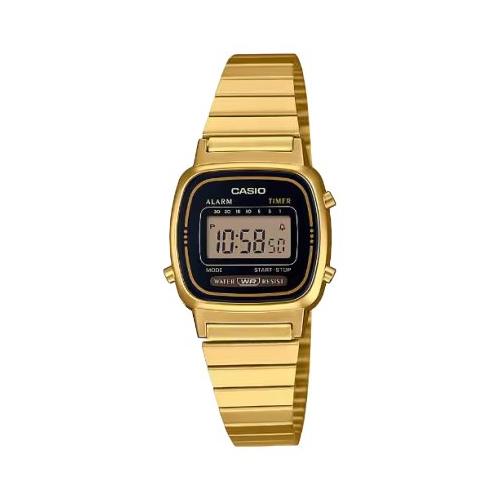 Casio Orologio COLLECTION Gold e Black LA 670WEGA 1EF