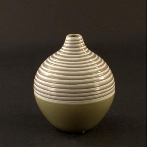 Amicasa Vaso Ceramica (23cm) TWIST Beige rigato verde 1975