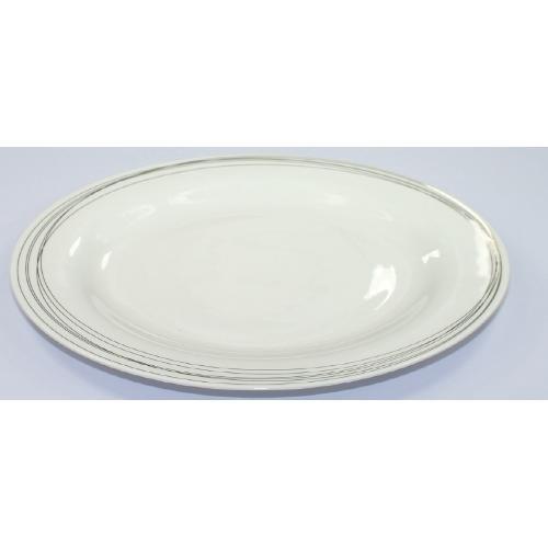 Livellara Piatto portata Porcellana (39cm) ovale MILANO LIGHT Fili intrecciati argento A3301460
