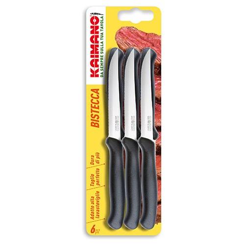 Kaimano Set coltelli bistecca Inox 6 pz lama dentata 11 cm Nero 1023383