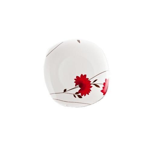 Tognana Piatto frutta Porcellana (21x21cm) BIARRITZ Bianco con fiore rosso QZ000005041