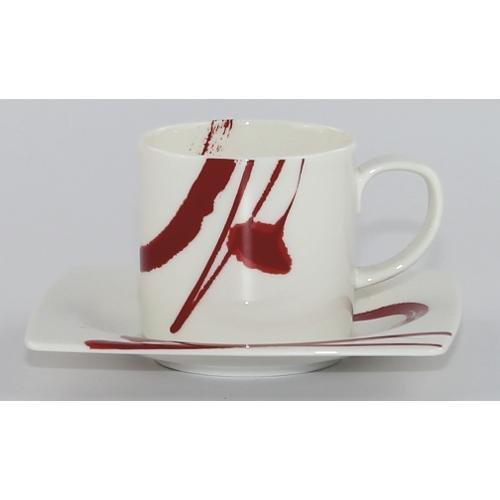 Set tazzine caffè 6pz PAINTING RED Con Piattino Rosso A04107