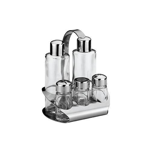 Set olio aceto sale pepe in acciaio in acciaio inox