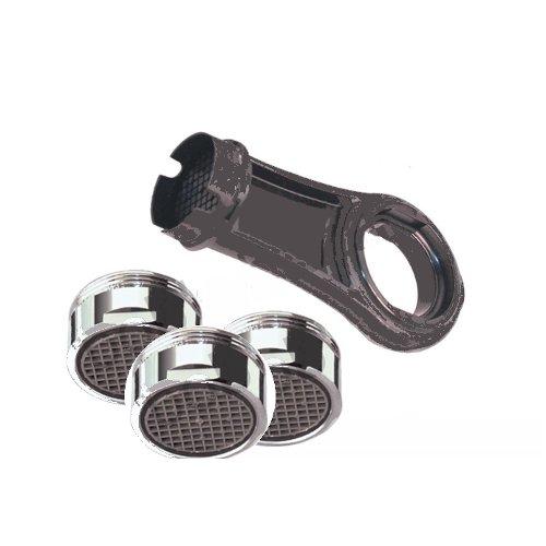 Rompigetto rubinetto Set 3 aeratori maschio con chiave filettato M 22/24  cromo 001085