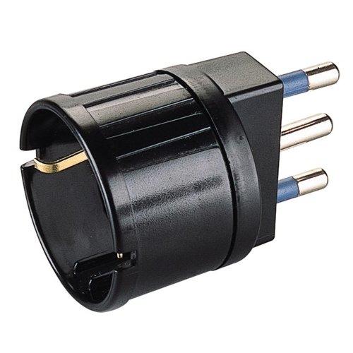 Poly Pool Adattatore con spina italiana 16A 1 presa 2P+T (std italiano 10A e tedesco 16A terra laterale) Nero PP0432 1