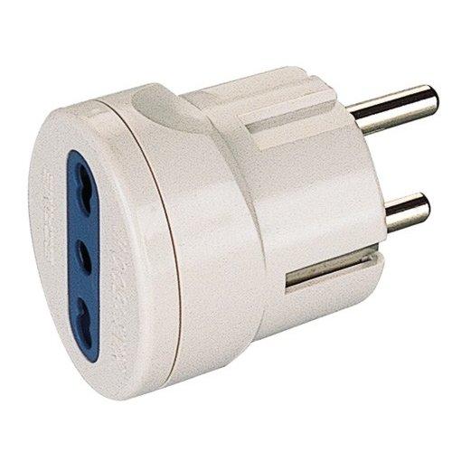 Poly Pool Adattatore con spina Schuko 1 presa 2P+T 10/16A bipasso std italiano Bianco PP0451
