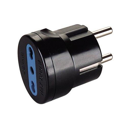 Poly Pool Adattatore con spina Schuko 1 presa 2P+T 10/16A bipasso std italiano Nero PP0451 1