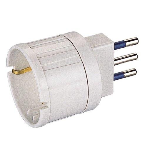 Poly Pool Adattatore con spina italiana 16A 1 presa 2P+T (std italiano 10A e tedesco 16A terra laterale) Bianco PP0433