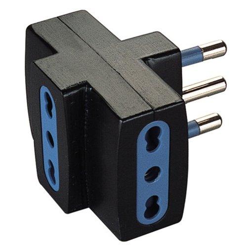 Poly Pool Adattatore con spina italiana 16A 3 prese 2P+T 10/16A bipasso italiano Nero PP0452 1