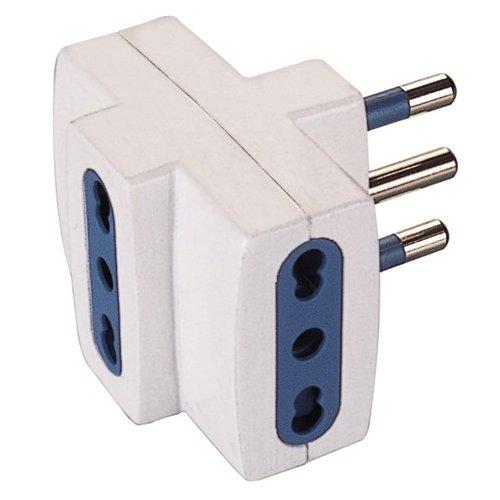 Poly Pool Adattatore con spina italiana 16A 3 prese 2P+T 10/16A bipasso italiano Bianco PP0452