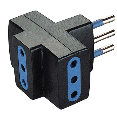 Poly Pool Adattatore con spina italiana 16A 3 prese 2P+T 10A std italiano Nero PP0447 1
