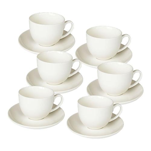 Set tazzine caffè 6pz PERLA Con Piattino Bianco h. 6cm 95ml PE685010000