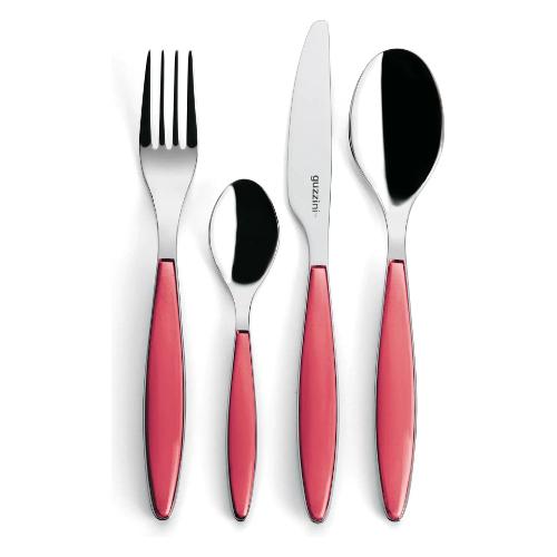 Guzzini Set posate tavola 24 pz Inox FEELING Rosso 23000065