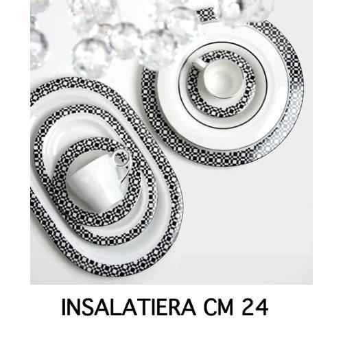 Andrea Fontebasso Insalatiera Bone China (24cm) TWEED IN BLACK Bianco e Grigio SH024244496