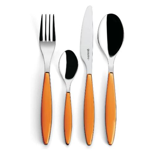 Guzzini Set posate tavola 24 pz Inox FEELING Arancio 23000045