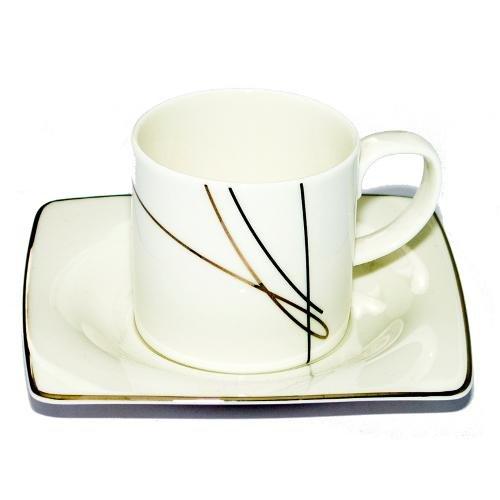 Livellara Set tazzine caffè con piatto 6 pz BENIGN LITE Bianco nero e Platino A04105