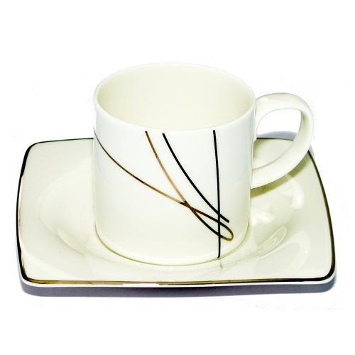 Set tazzine caffè 6pz BENIGN LITE Con Piattino Bianco nero e Platino A04105