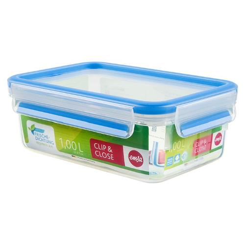 Emsa Contenitore alimenti (1L) CLIP & CLOSE Azzurro e Trasparente 508540
