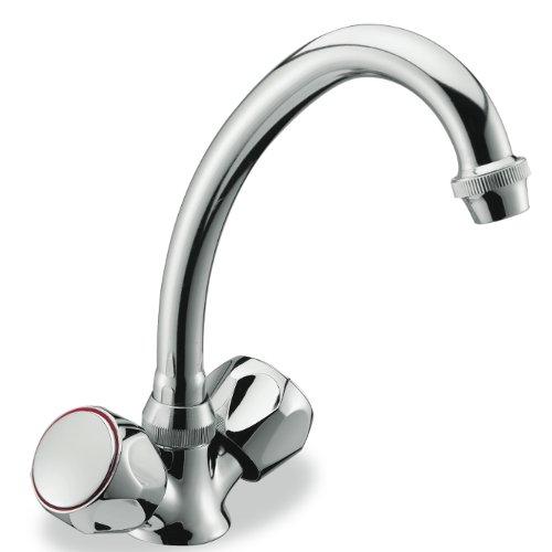 Idro Bric Rubinetto lavello monoforo doppio comando a vite SCUDETTO Cromo lucido 003003