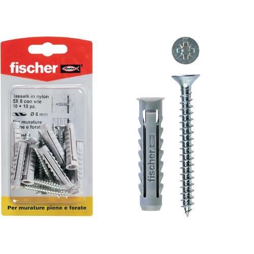 Fischer Set tasselli plastica con vite (8 mm) Sx 8 S K 04418