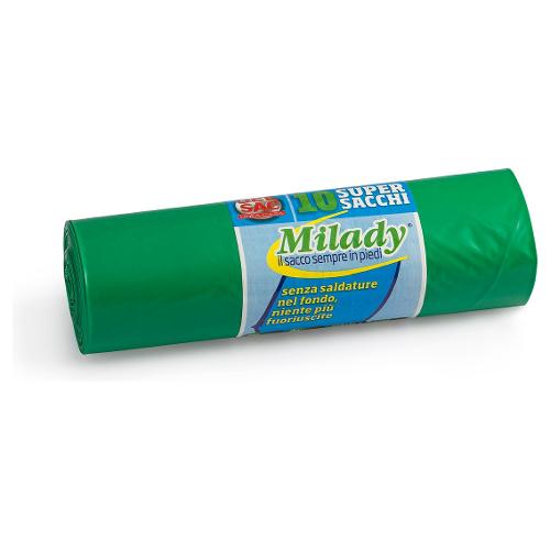 Gel Sac Set sacchi spazzatura 10 pz (170L) con legaccio MILADY Verde V 982194