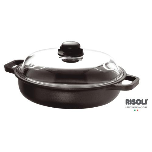 Risoli Tegame Alluminio antiaderente (32cm) con coperchio INDUCTION Nero 099IN 32TP