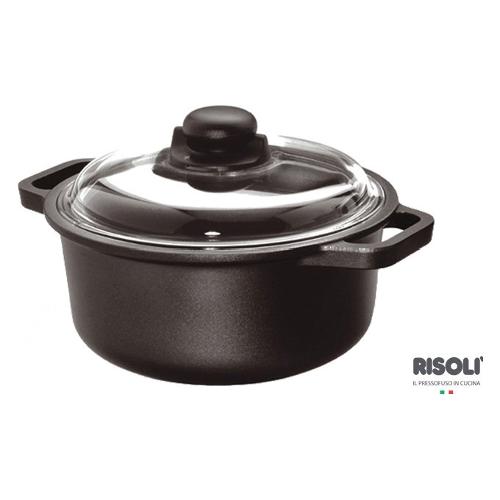 Risoli Casseruola Alluminio antiaderente (24cm) con coperchio INDUCTION Nero 097IN 24TP