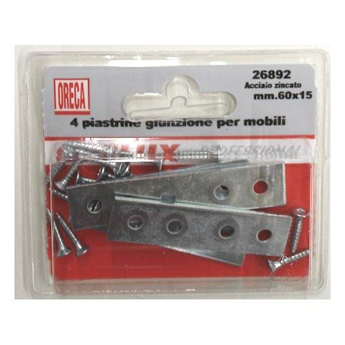 Oreca Set lastrine dritte 4 fori Finitura zincata (6x1,5 cm) 26892