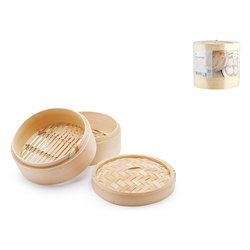 H&H Cestello cuoci vapore Bamboo (12,5cm) Set 3 Pz Natural