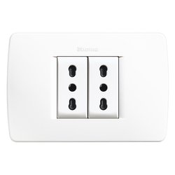 Placca elettrica con doppia presa bianco PP6094X