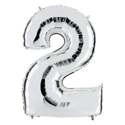 Palloncino party Numero 4 Argento h. 90cm 31614