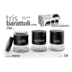 Set barattoli Sale, Zucchero e Caffè UTILISSIMI Silver 3pz 816604