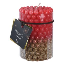 Kaemingk candela elegante con sfere rosse e oro metallizzato Ø7x15cm -  Candida Celiento