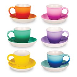 Novità Home - Tazza Caffè con Piattini - 6 Colori Assortiti - L. 9