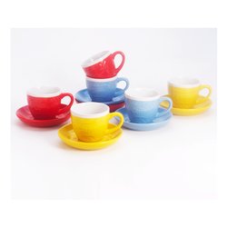 SET 6 TAZZINE CAFFÈ MIX COLORE h6cm - Rossoramina