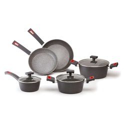 Set 3 Padelle Tognana Sage Stone - 20, 24, 28 Cm, Alluminio Forgiato, Rivestimento Effetto Pietra, Verde, Per Induzione